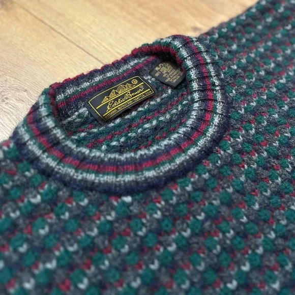 Vintage Eddie Bauer Birdseye Shetland Wool Sweater | Men’s XL | Chunky Knit - Picture 4 of 9